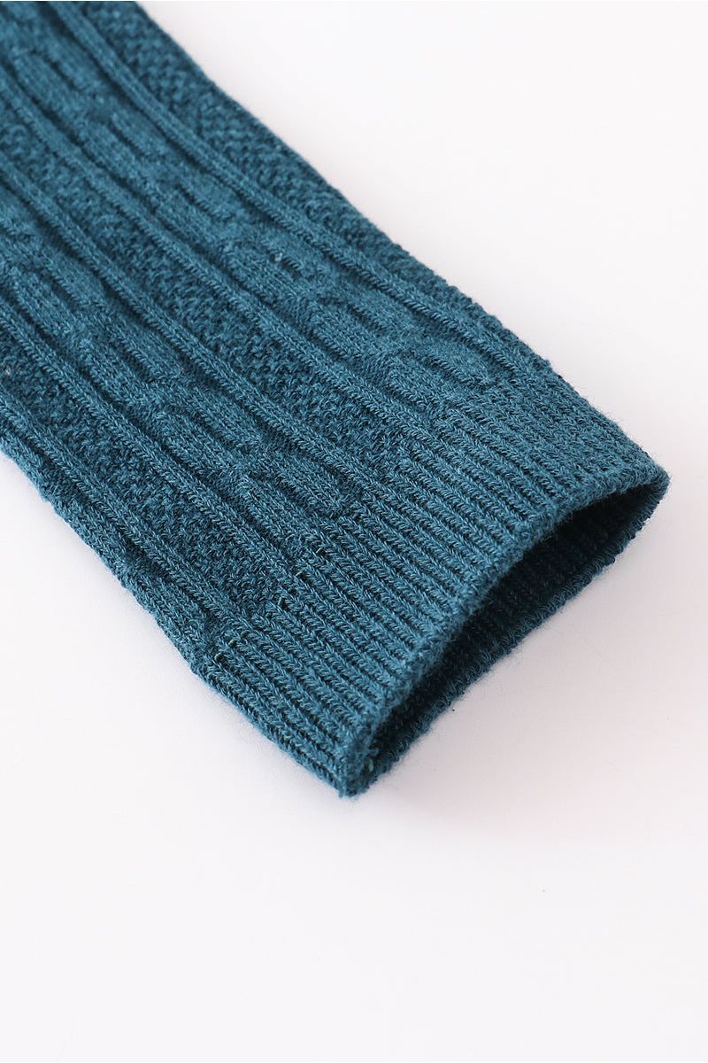 Teal knit knee high sock