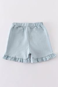 Blue basic ruffle shorts