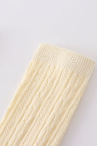 Cream knit knee high sock