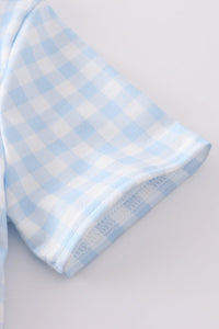 Blue farm embroidery gingham set