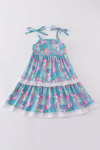 Green jungle bloom tiered mom&me dress