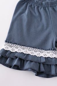 Blue floral whisper smocked girl set