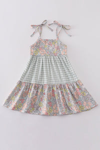 Sage pastel floral harmony mom&me gingham dress