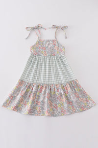 Sage pastel floral harmony mom&me gingham dress