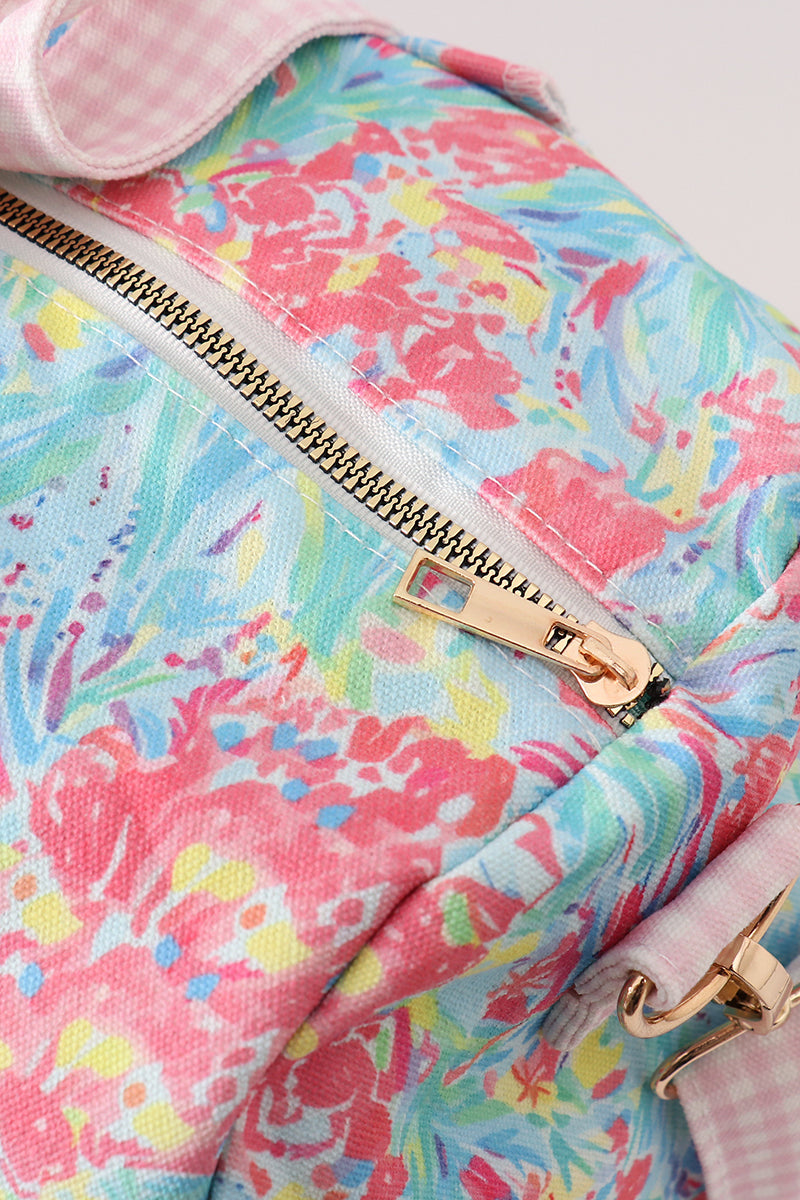 Green floral travel bag