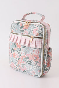 Pink floral lunch bag