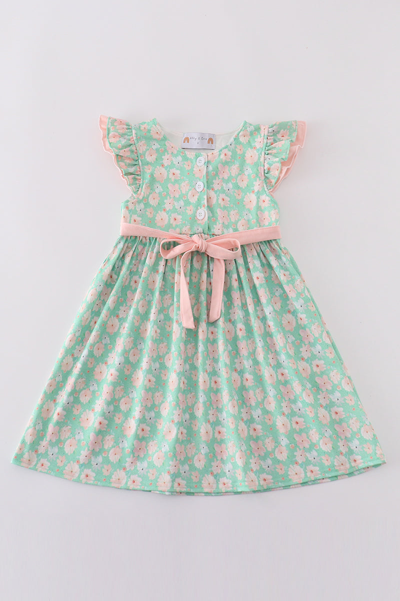 Green floral print mom&me dress