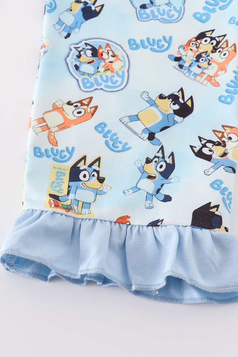 Blue character girl pajamas set