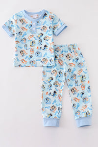 Blue character boy pajamas set