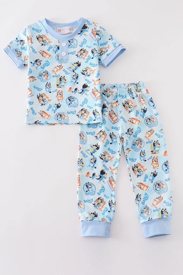 Blue character boy pajamas set