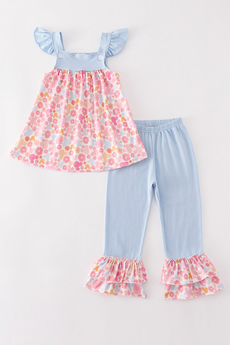 Pink character print girl set