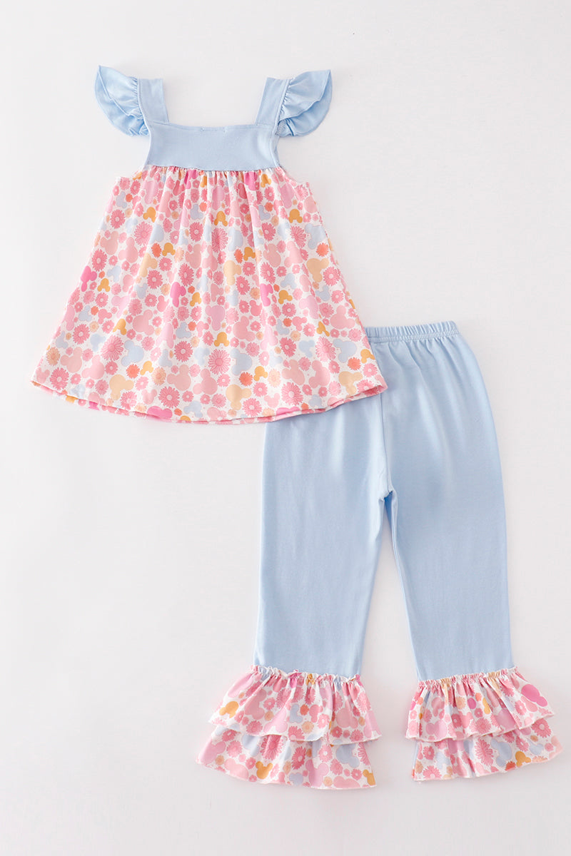 Pink character print girl set