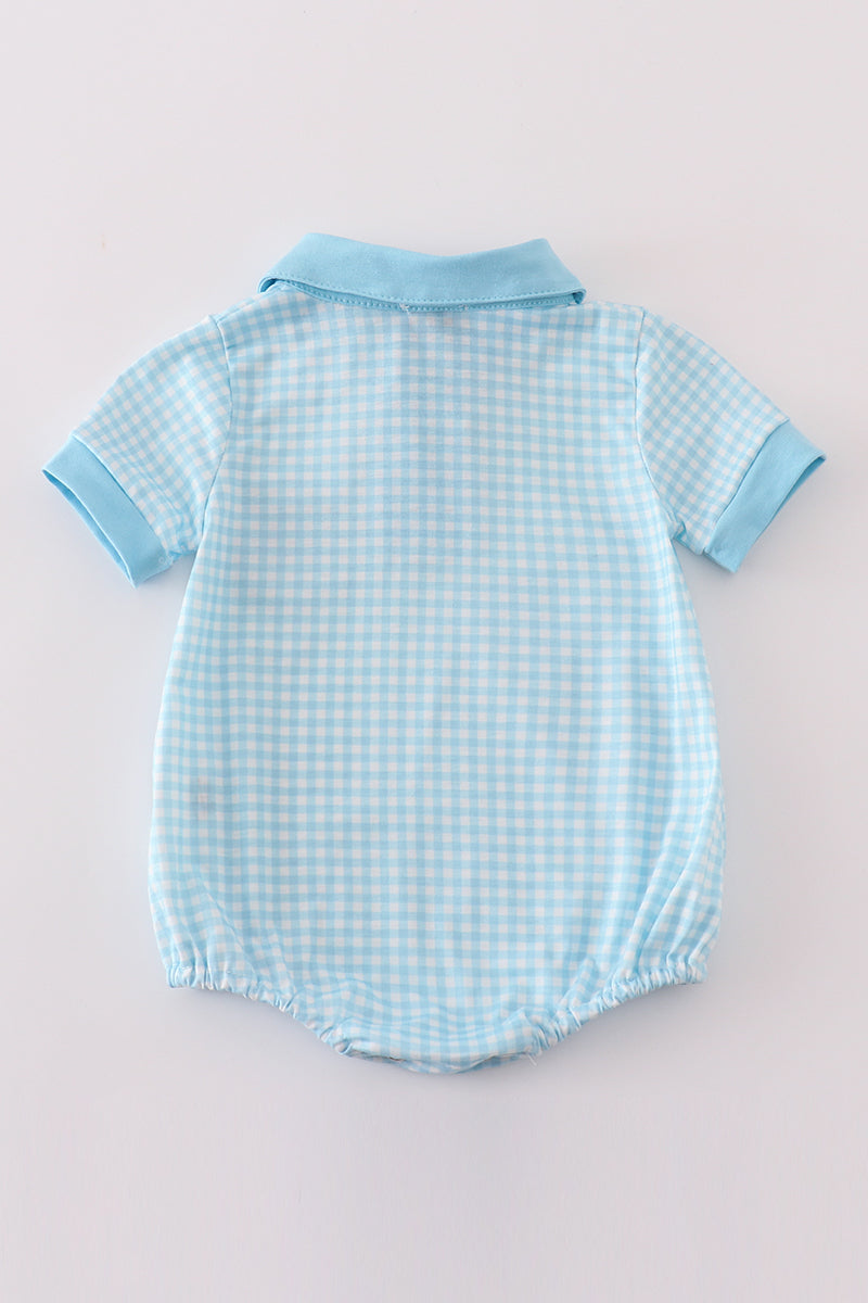 Blue gingham boy bubble