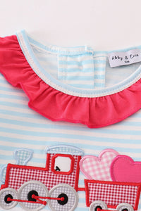 Pink truck heart applique girl bloomer set