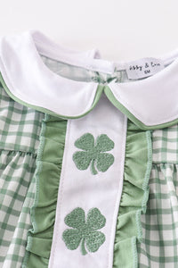 Green clover embroidery girl bloomer set