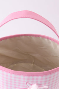 Pink easter bunny applique bucket