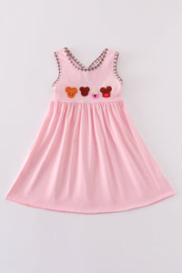 Pink character ice cream french knot dress