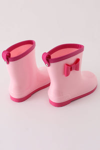 Pink bow rain boots