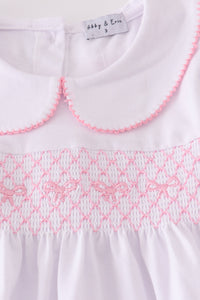 Pink bow smocked pants set