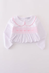 Pink bow smocked pants set