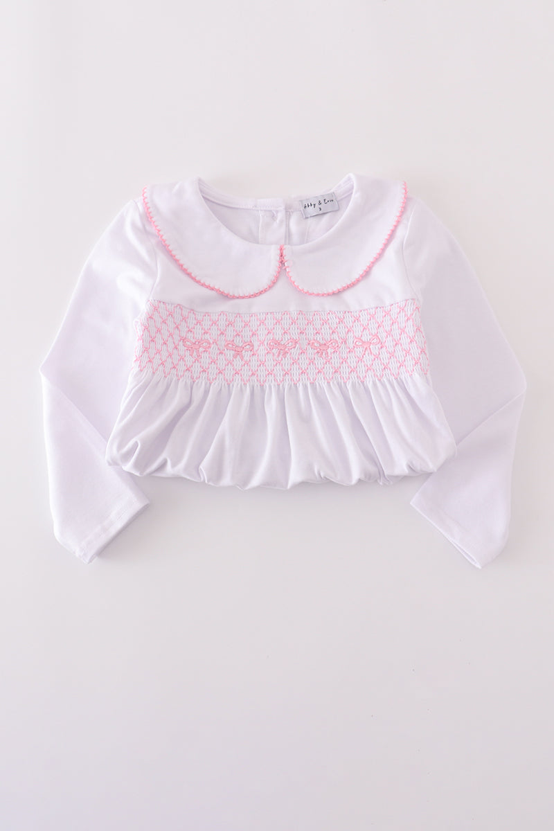 Pink bow smocked pants set