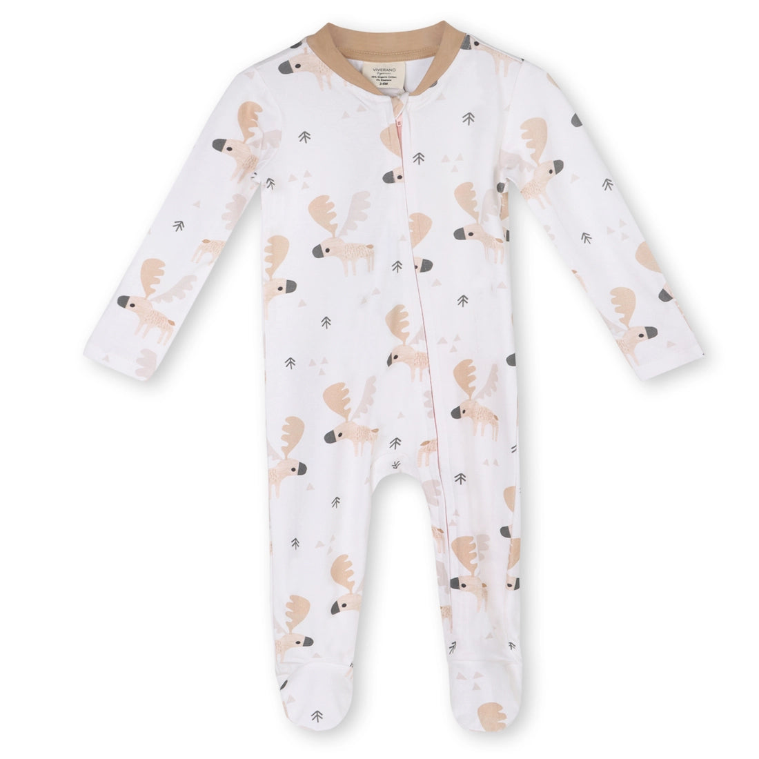 Moose Baby Zipper Footie Jumpsuit (Organic Jersey)