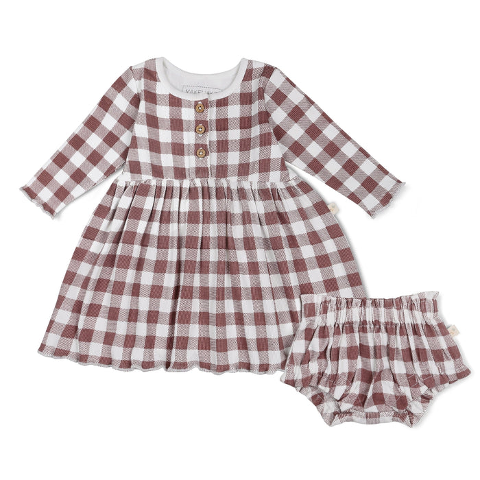 Organic Twirl Dress - Plum Gingham