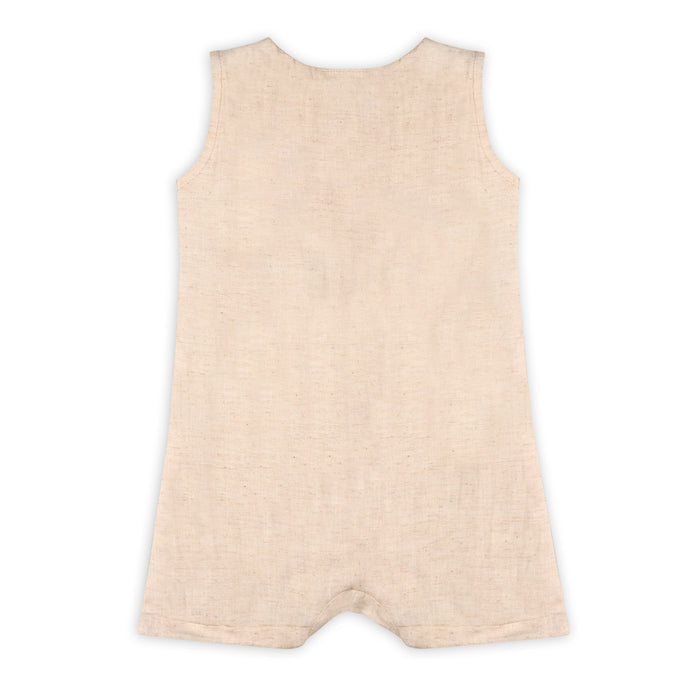 Parker Embroidered Sailboat Pocket Baby Romper (Linen Blend)