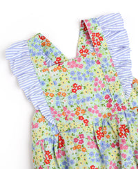 Petaling Around Pinafore Cross-Back Woven Bubble Romper