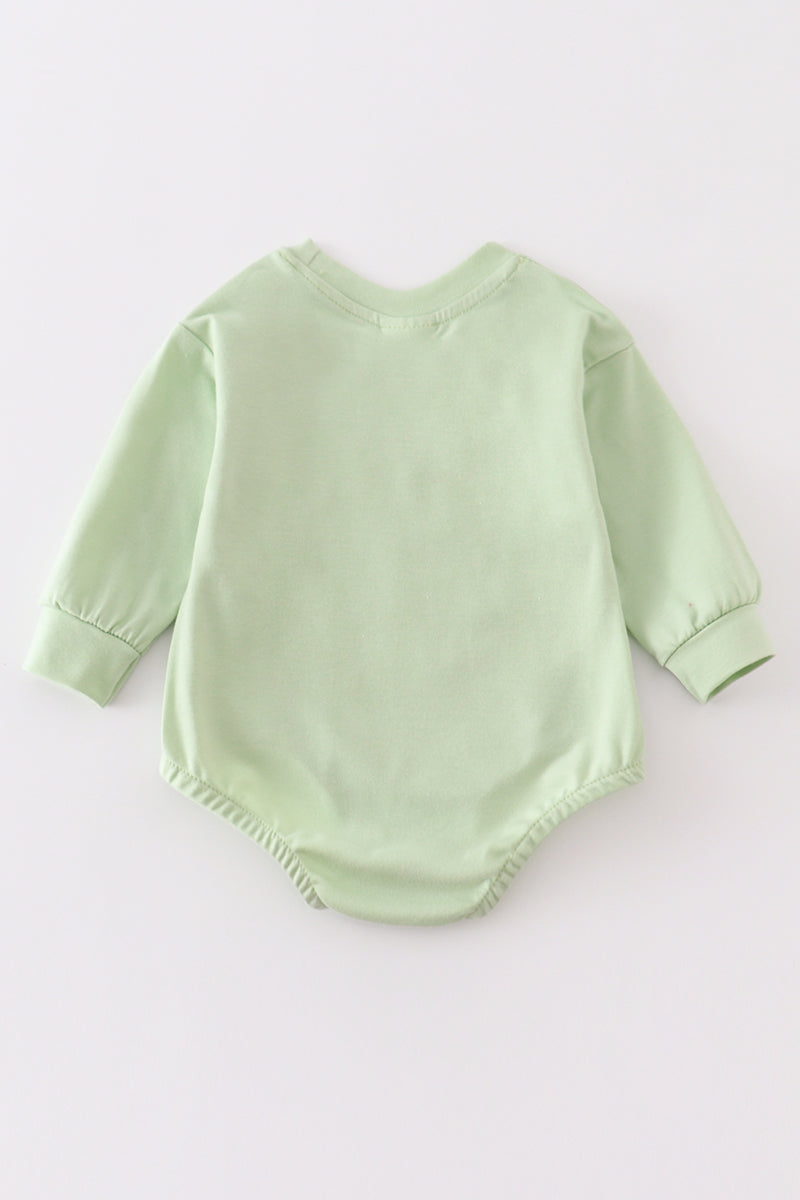 Green pumpkin baby romper