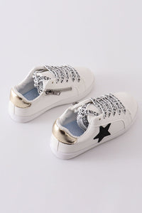 White black star glitter sneaker (toddler to big kids)