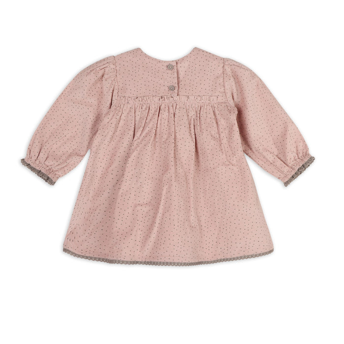 Smocked & Embroidered Corduroy Baby Dress & Bloomer -Organic