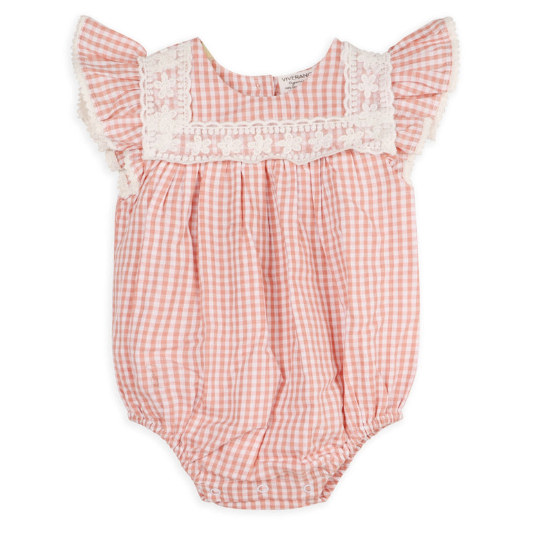 Sofia Gingham Bubble Baby Romper (Organic Cotton)