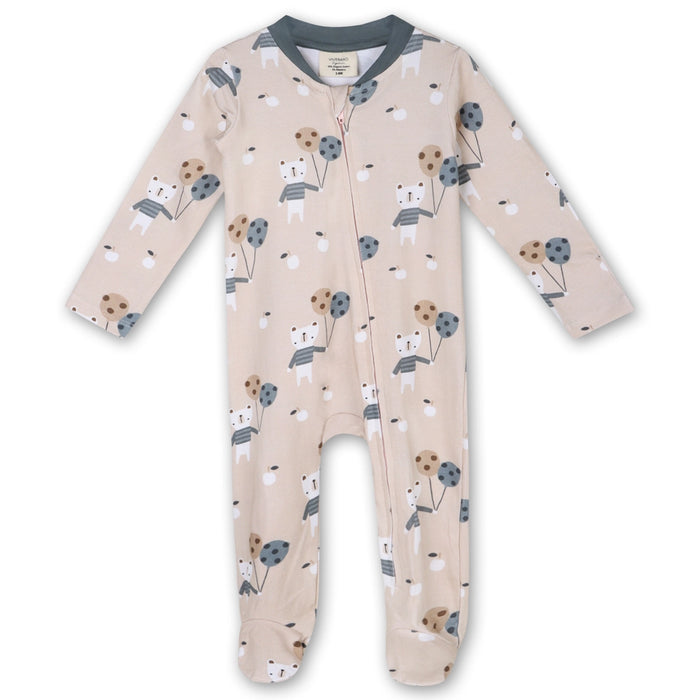 Balloon Bear Baby Zipper Footie Jumpsuit (Organic Jersey)