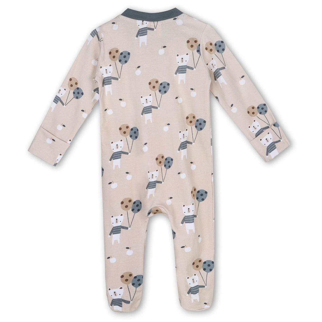 Balloon Bear Baby Zipper Footie Jumpsuit (Organic Jersey)