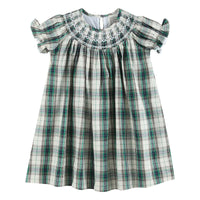 Christmas Tartan Smocked Bishop Dress