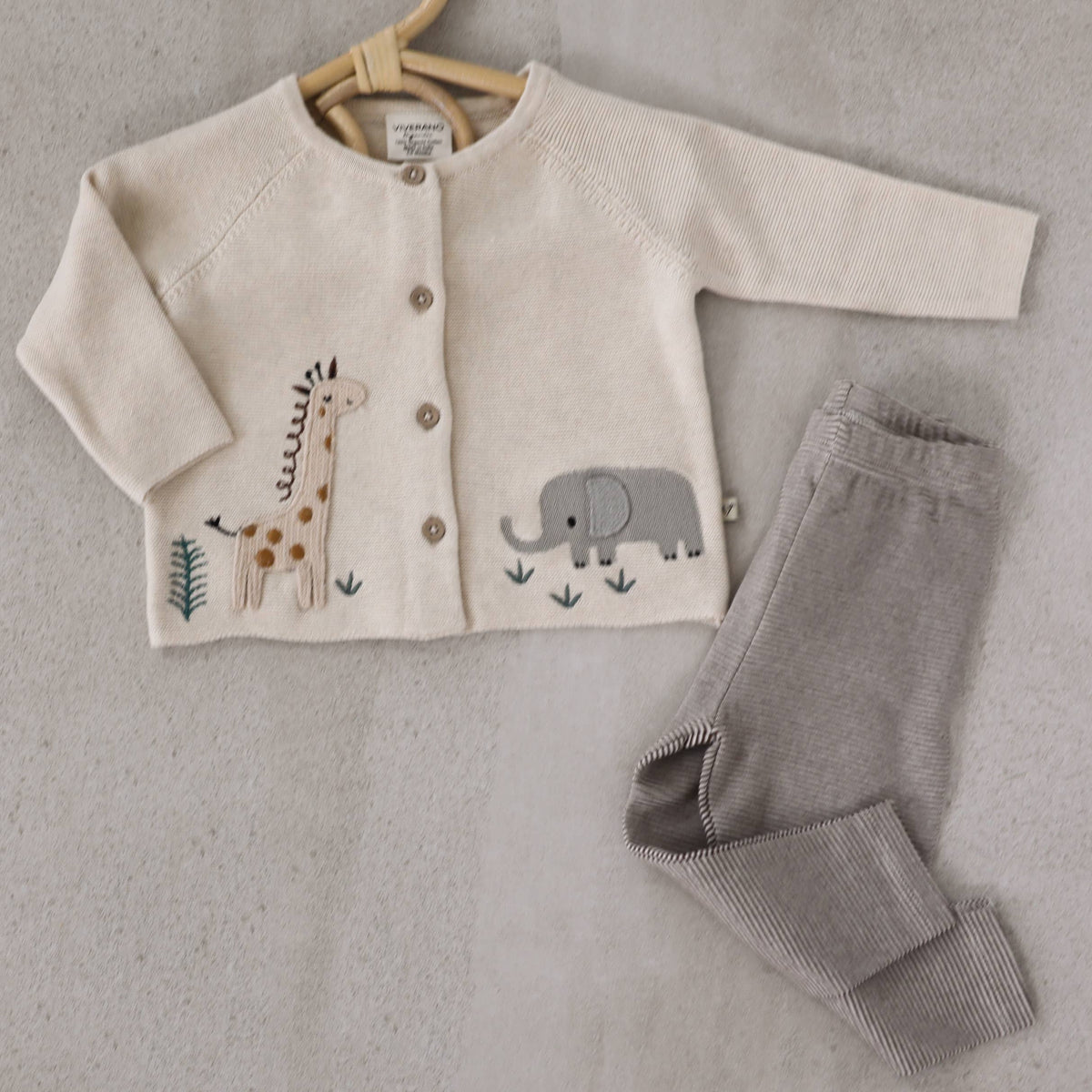 Animal Safari Embroidered Baby Cardigan Sweater (Organic)