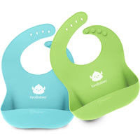 2-Pack Prep Silicone Bibs for Babies, Toddlers, Boys, Girls