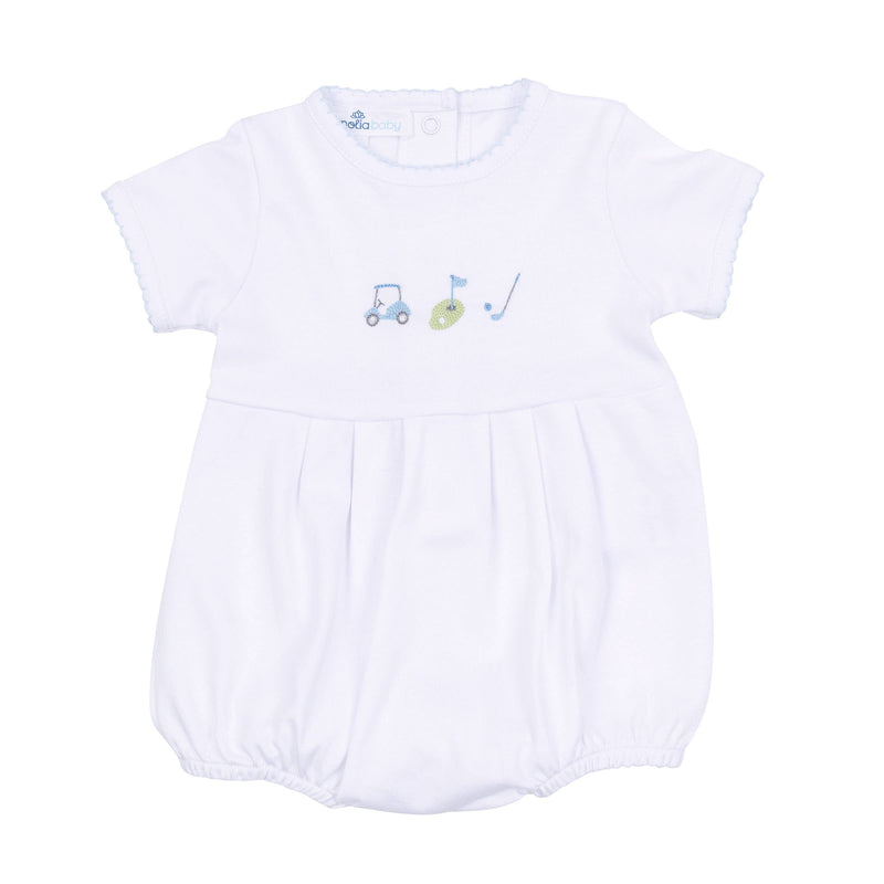 Tiny Tee Time Embroidered Bubble - Light Blue