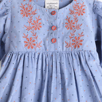 Embroidered Corduroy Tie Baby Dress & Bloomer (Organic)