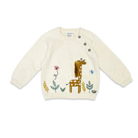 Giraffe Embroidered Knit Baby Pullover Sweater (Organic)