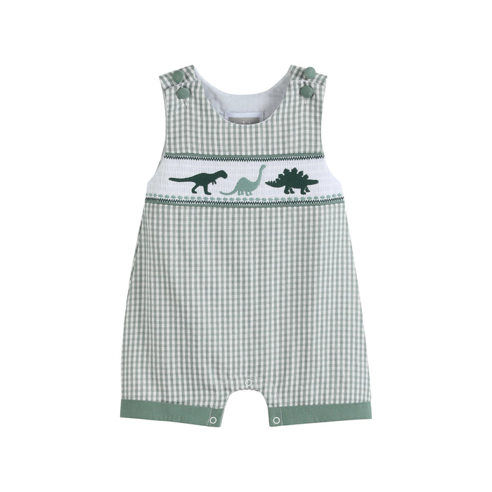 Green Gingham Dinosaur Smocked JonJon