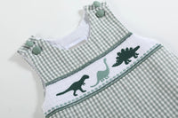 Green Gingham Dinosaur Smocked JonJon