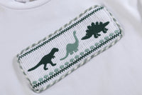 Dinosaur Smocked Tee and Green Gingham Shorts Set