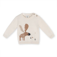 Moose Jacquard Knit Baby Pullover Sweater (Organic Cotton)