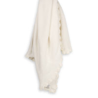 Scallop Edge Classic Knit Baby Blanket + Bunny Rattle SET
