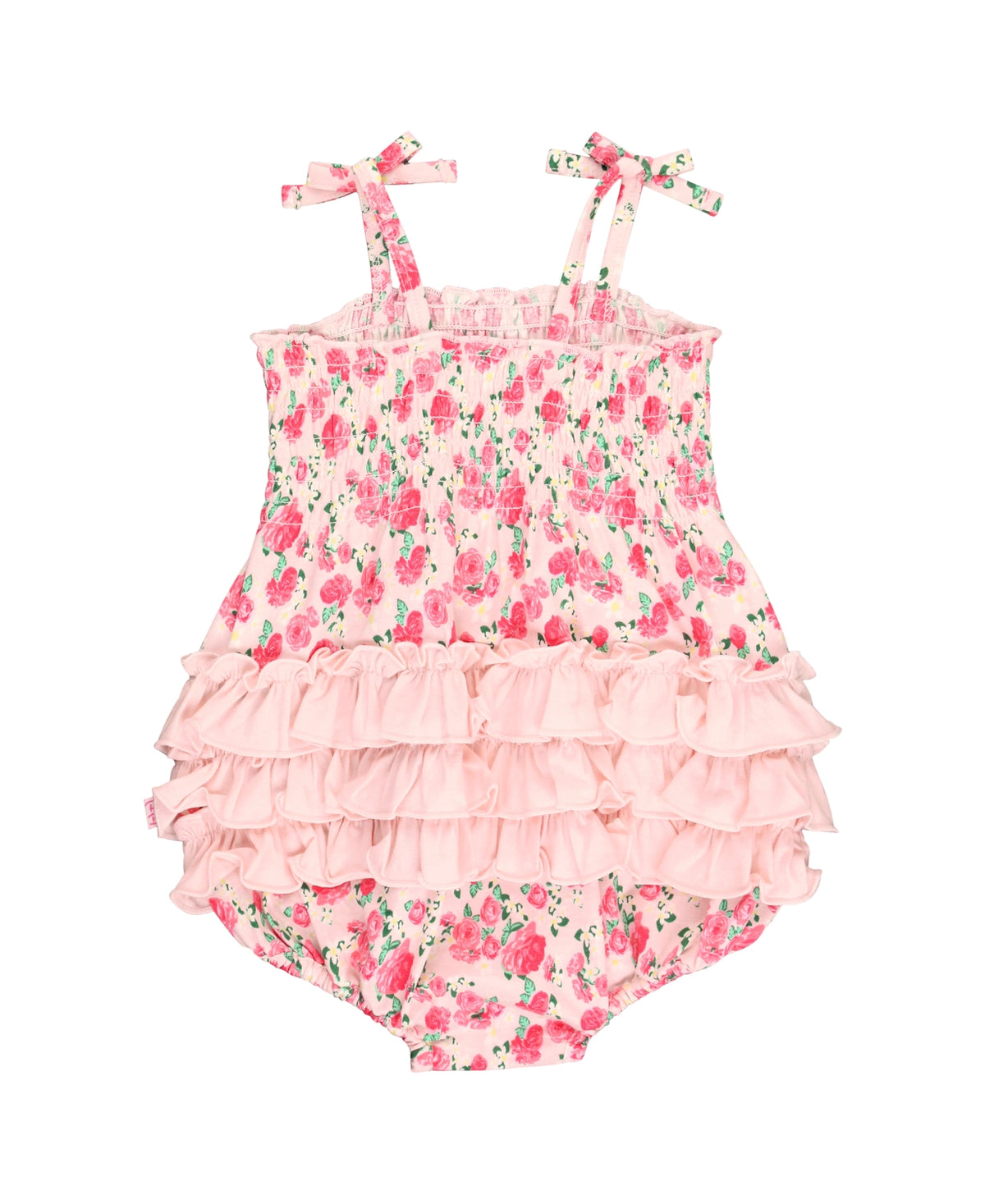 English Roses Smocked Tie Knit Bubble Romper