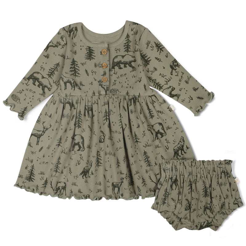 Organic Tiered Dress - Forest Folk