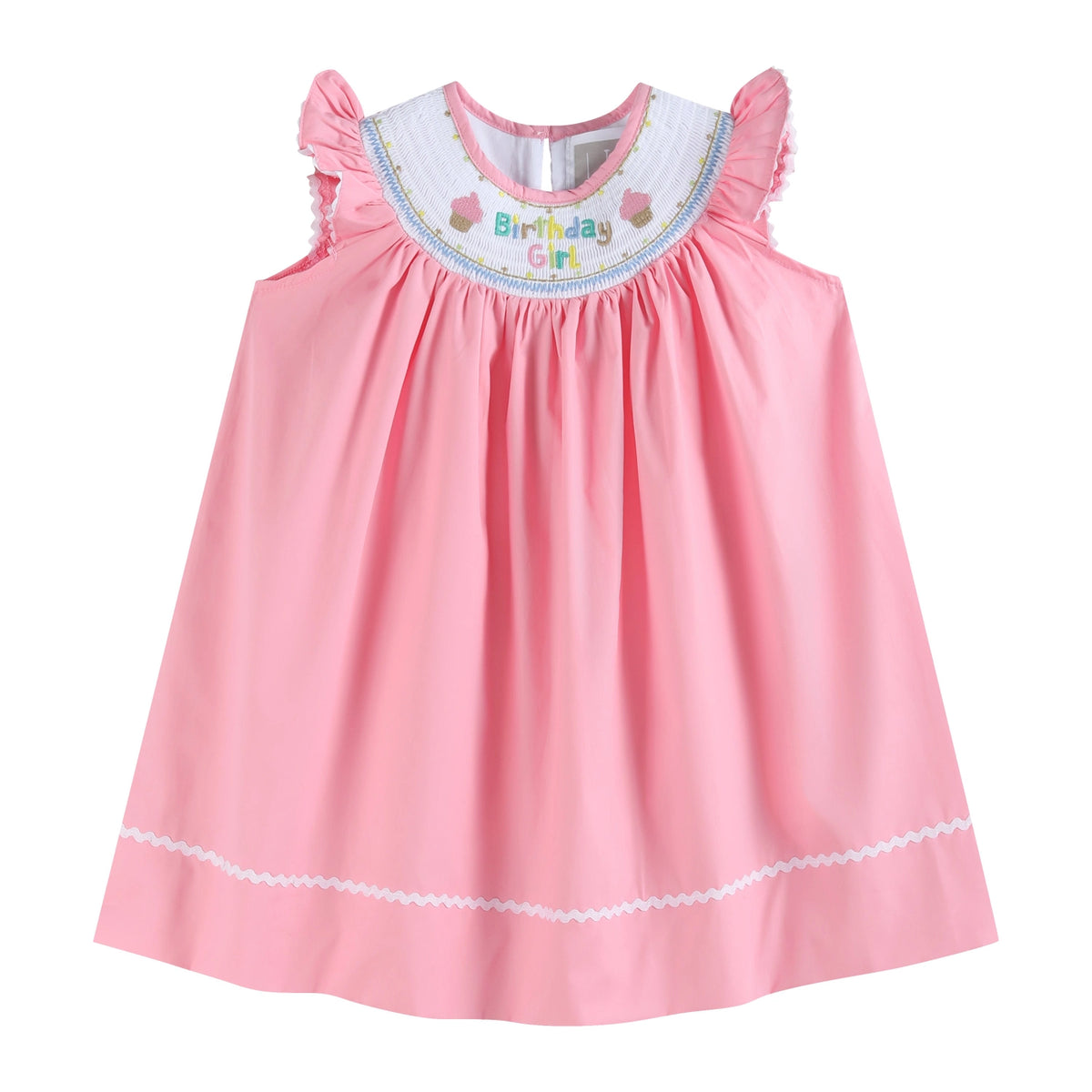 Pink Birthday Girl Smocked Bishop Dress