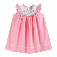 Pink Birthday Girl Smocked Bishop Dress